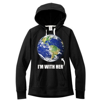 I'm With Her Earth Globe Photo March For Science Women's Fleece Hoodie