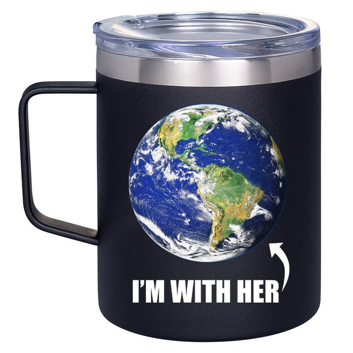 I'm With Her Earth Globe Photo March For Science 12oz Stainless Steel Coffee Mug