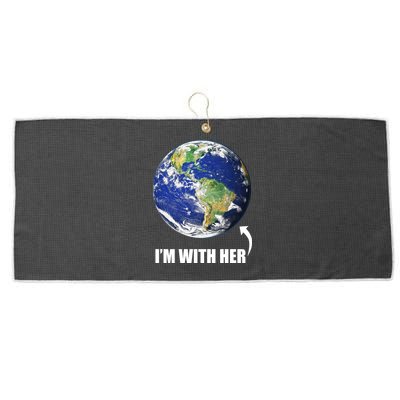 I'm With Her Earth Globe Photo March For Science Large Microfiber Waffle Golf Towel