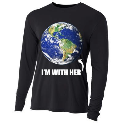 I'm With Her Earth Globe Photo March For Science Cooling Performance Long Sleeve Crew