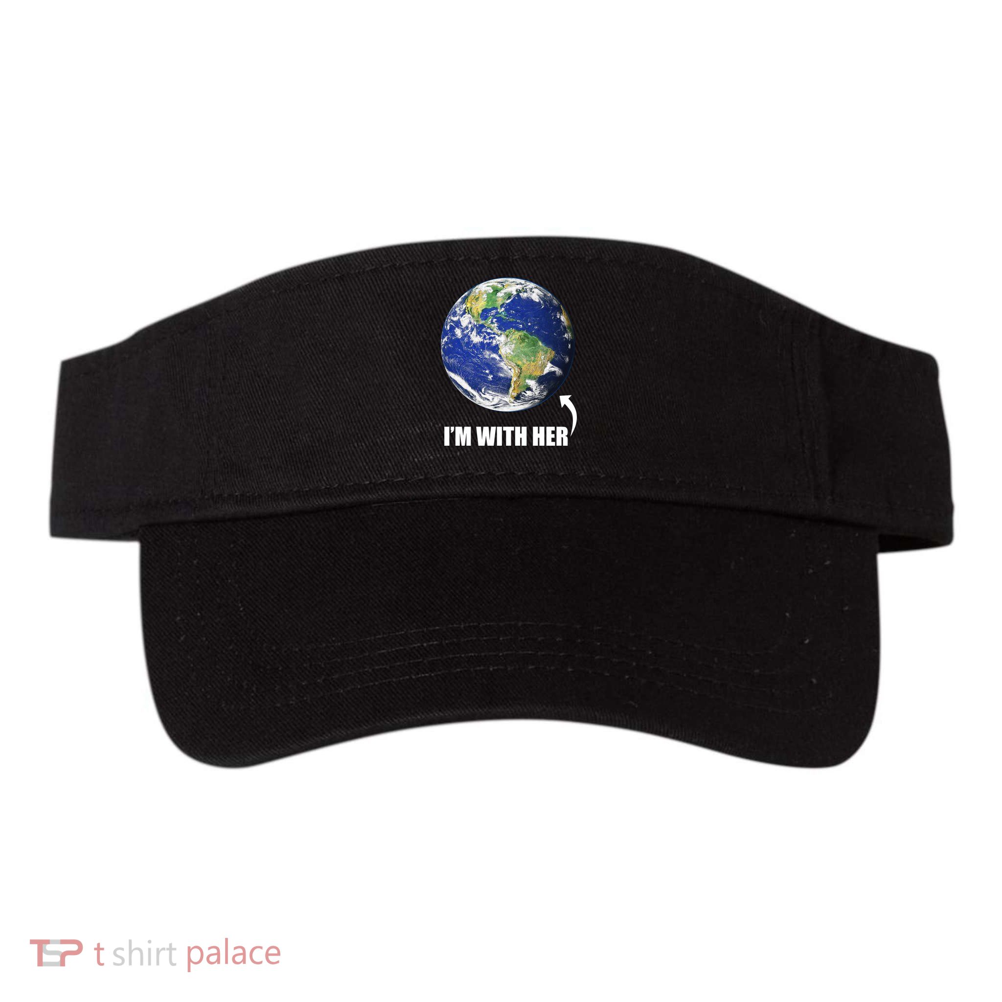 I'm With Her Earth Globe Photo March For Science Valucap Bio-Washed Visor