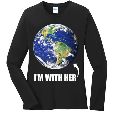 I'm With Her Earth Globe Photo March For Science Ladies Long Sleeve Shirt