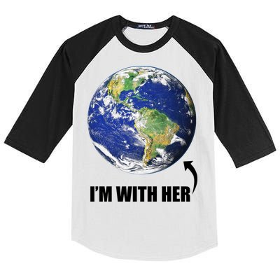I'm With Her Earth Globe Photo March For Science Kids Colorblock Raglan Jersey