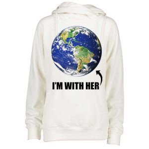 I'm With Her Earth Globe Photo March For Science Womens Funnel Neck Pullover Hood