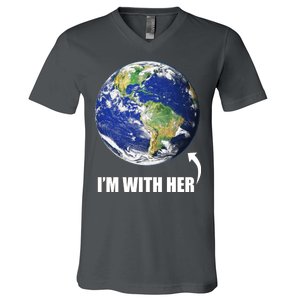 I'm With Her Earth Globe Photo March For Science V-Neck T-Shirt