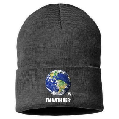 I'm With Her Earth Globe Photo March For Science Sustainable Knit Beanie