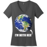 I'm With Her Earth Globe Photo March For Science Women's V-Neck T-Shirt