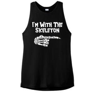 I'm With The Skeleton Funny Halloween Ladies PosiCharge Tri-Blend Wicking Tank