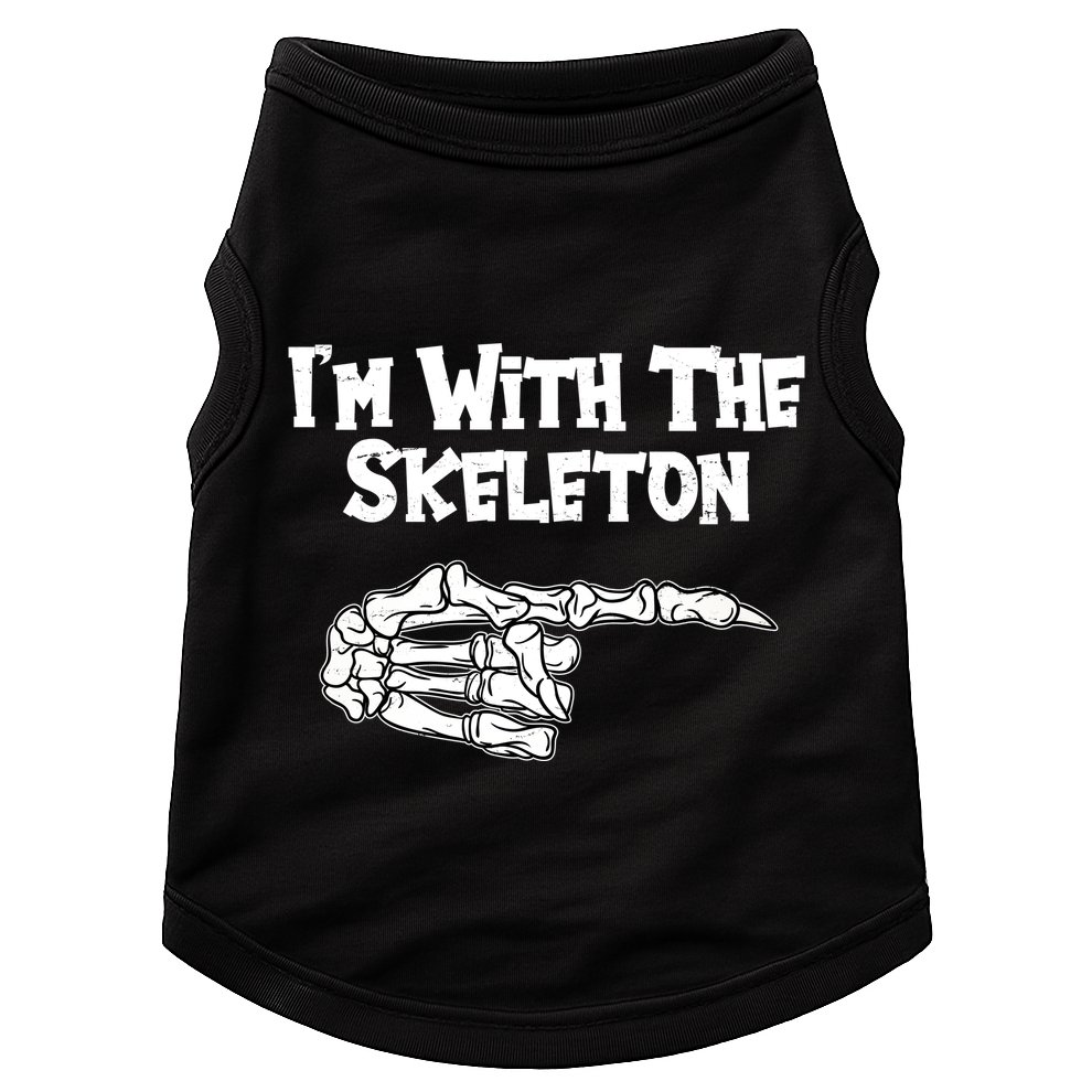 I'm With The Skeleton Funny Halloween Doggie Tank