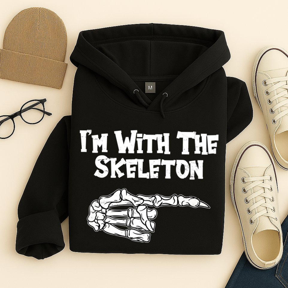 I'm With The Skeleton Funny Halloween Hoodie