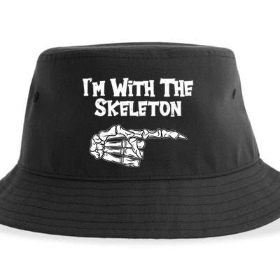 I'm With The Skeleton Funny Halloween Sustainable Bucket Hat