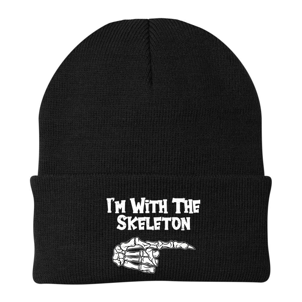 I'm With The Skeleton Funny Halloween Beanie