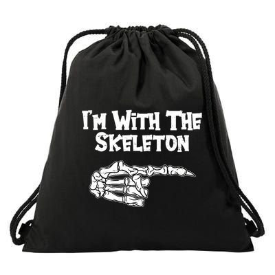 I'm With The Skeleton Funny Halloween Drawstring Bag