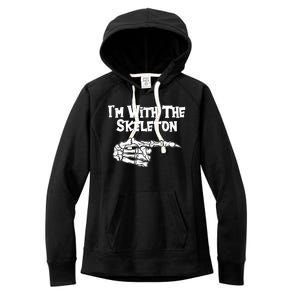 I'm With The Skeleton Funny Halloween Women's Fleece Hoodie