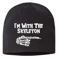 I'm With The Skeleton Funny Halloween Sustainable Beanie