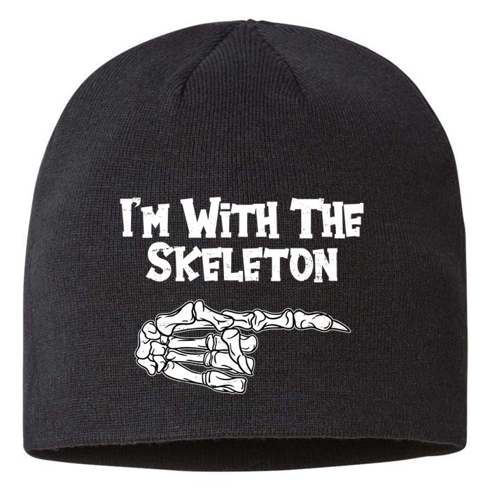 I'm With The Skeleton Funny Halloween Sustainable Beanie