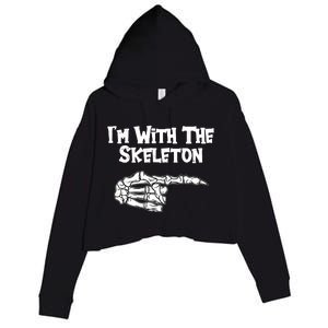 I'm With The Skeleton Funny Halloween Crop Fleece Hoodie