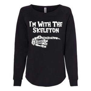 I'm With The Skeleton Funny Halloween Womens California Wash Sweatshirt