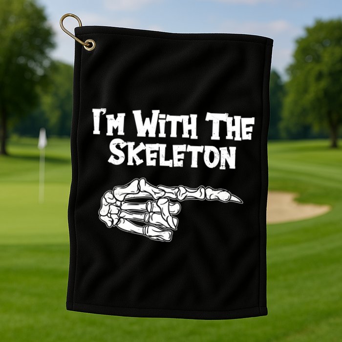 I'm With The Skeleton Funny Halloween Golf Towel