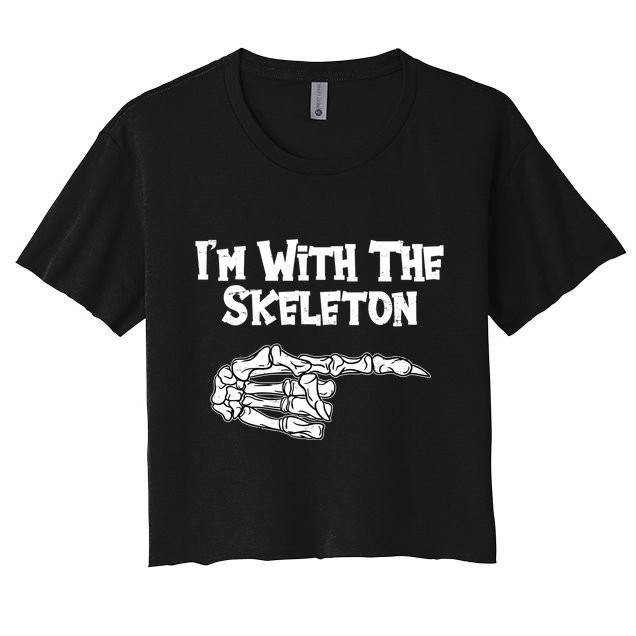 I'm With The Skeleton Funny Halloween Crop Top