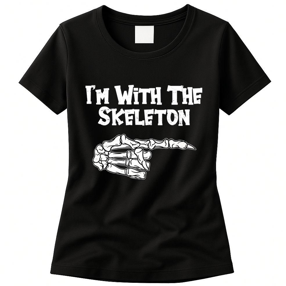 I'm With The Skeleton Funny Halloween Womens T-Shirt