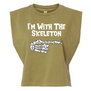 I'm With The Skeleton Funny Halloween Garment-Dyed Women's Muscle Tee