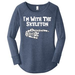 I'm With The Skeleton Funny Halloween Women's Perfect Tri Tunic Long Sleeve Shirt