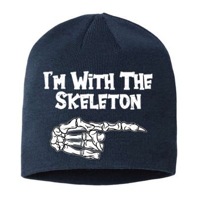 I'm With The Skeleton Funny Halloween Sustainable Beanie