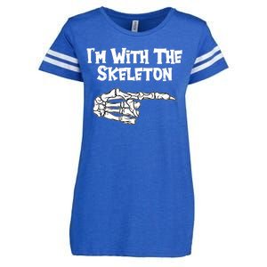 I'm With The Skeleton Funny Halloween Enza Ladies Jersey Football T-Shirt