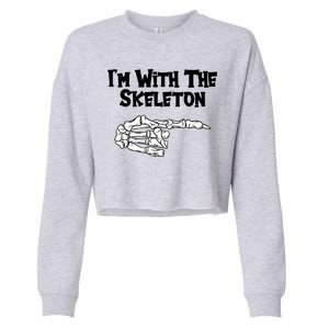 I'm With The Skeleton Funny Halloween Cropped Pullover Crew