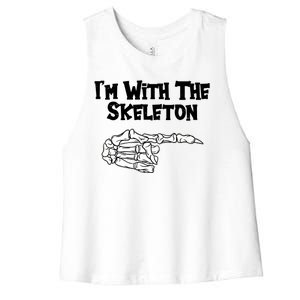 I'm With The Skeleton Funny Halloween Women's Racerback Cropped Tank