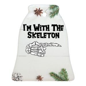 I'm With The Skeleton Funny Halloween Ceramic Bell Ornament