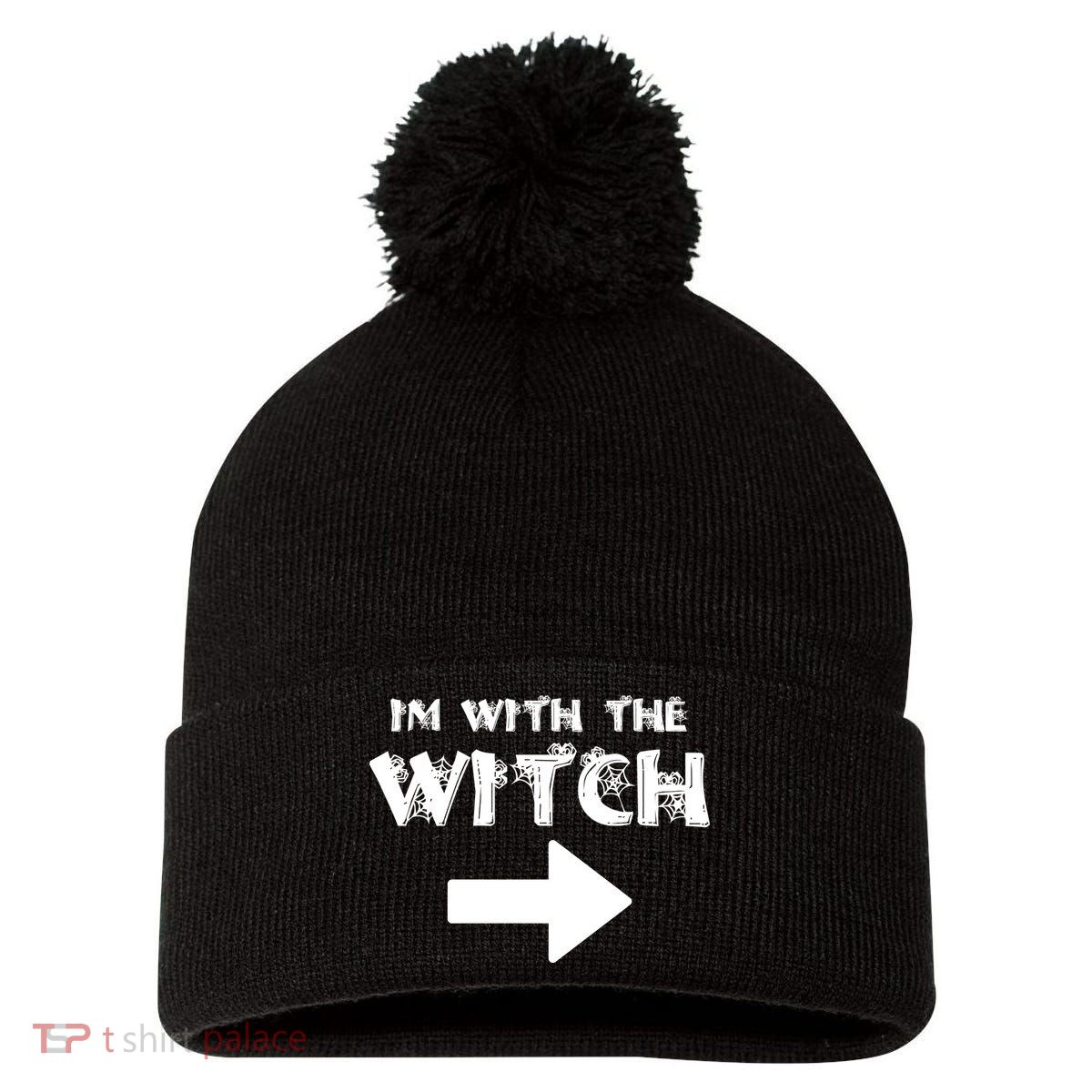 I'm With The Witch Pom Pom 12in Knit Beanie