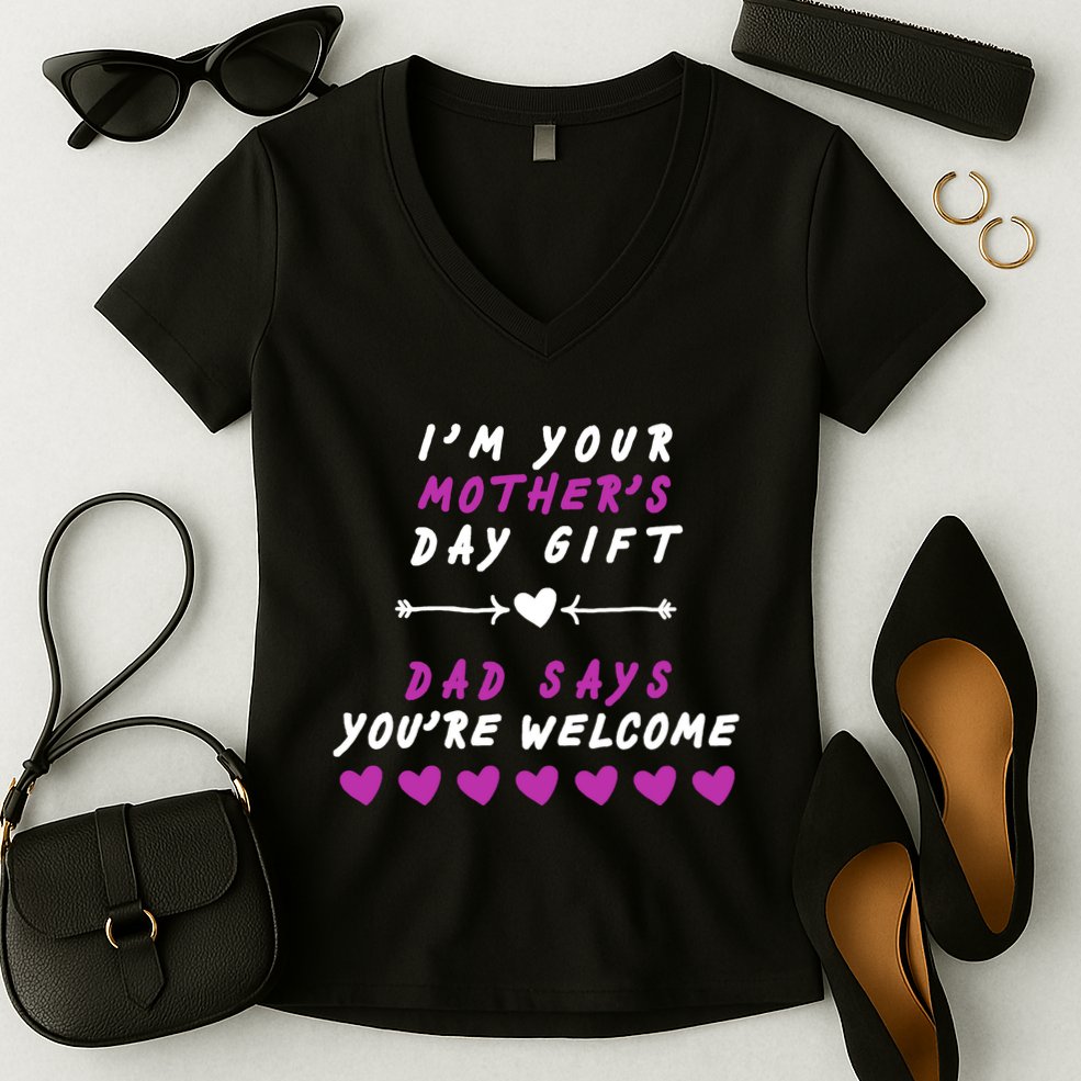 i'm Your Mothers Day Gift Dad Says Your Welcome Women's V-Neck T-Shirt