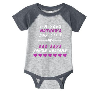 i'm Your Mothers Day Gift Dad Says Your Welcome Infant Baby Jersey Bodysuit