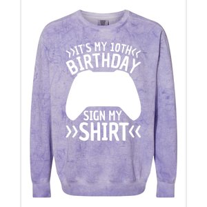 It's My 10th Birthday Sign My 10 Years Old Boy Gamer Colorblast Crewneck Sweatshirt