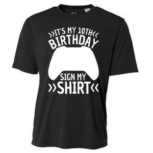 It's My 10th Birthday Sign My 10 Years Old Boy Gamer Cooling Performance Crew T-Shirt