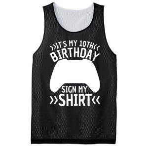 It's My 10th Birthday Sign My 10 Years Old Boy Gamer Mesh Reversible Basketball Jersey Tank