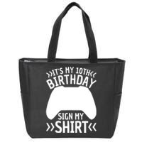 It's My 10th Birthday Sign My 10 Years Old Boy Gamer Zip Tote Bag