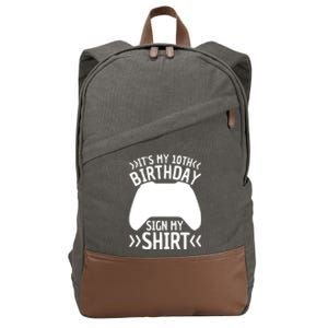 It's My 10th Birthday Sign My 10 Years Old Boy Gamer Cotton Canvas Backpack