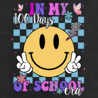In My 100 Days Of School Era Retro Groovy Smile 7 Panel Mesh Trucker Snapback Hat