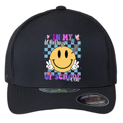 In My 100 Days Of School Era Retro Groovy Smile Flexfit Unipanel Trucker Cap