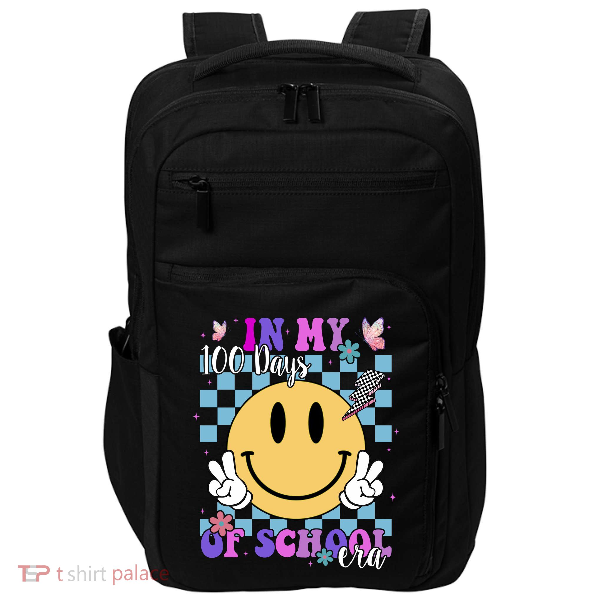 In My 100 Days Of School Era Retro Groovy Smile Impact Tech Backpack