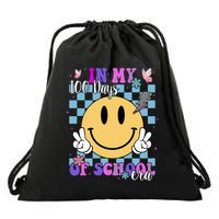 In My 100 Days Of School Era Retro Groovy Smile Drawstring Bag
