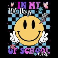 In My 100 Days Of School Era Retro Groovy Smile Drawstring Bag