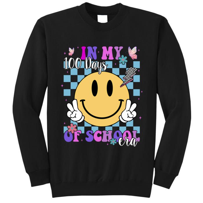 In My 100 Days Of School Era Retro Groovy Smile Tall Sweatshirt