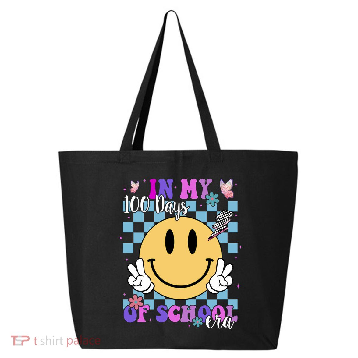In My 100 Days Of School Era Retro Groovy Smile 25L Jumbo Tote