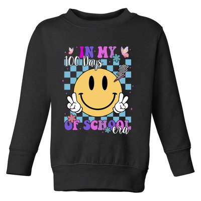In My 100 Days Of School Era Retro Groovy Smile Toddler Sweatshirt