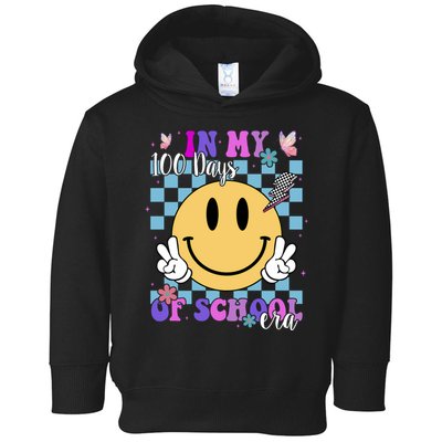 In My 100 Days Of School Era Retro Groovy Smile Toddler Hoodie
