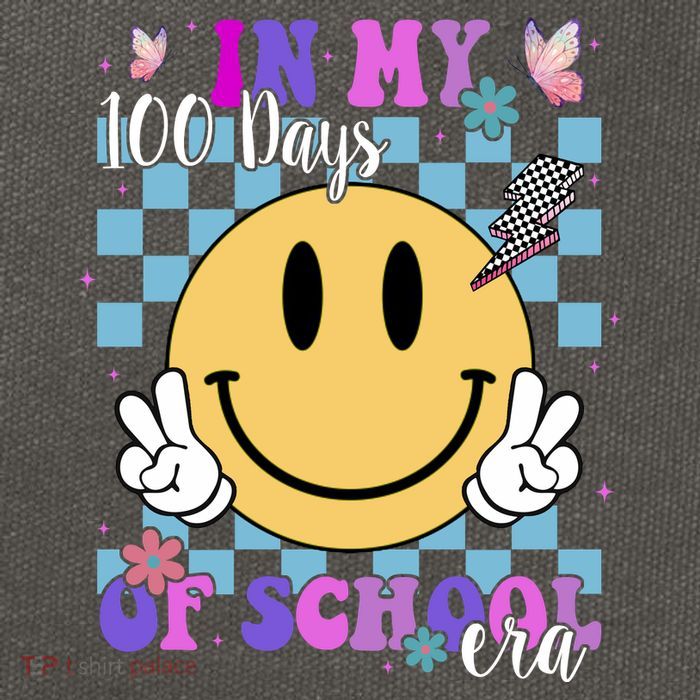 In My 100 Days Of School Era Retro Groovy Smile Cotton Canvas Backpack